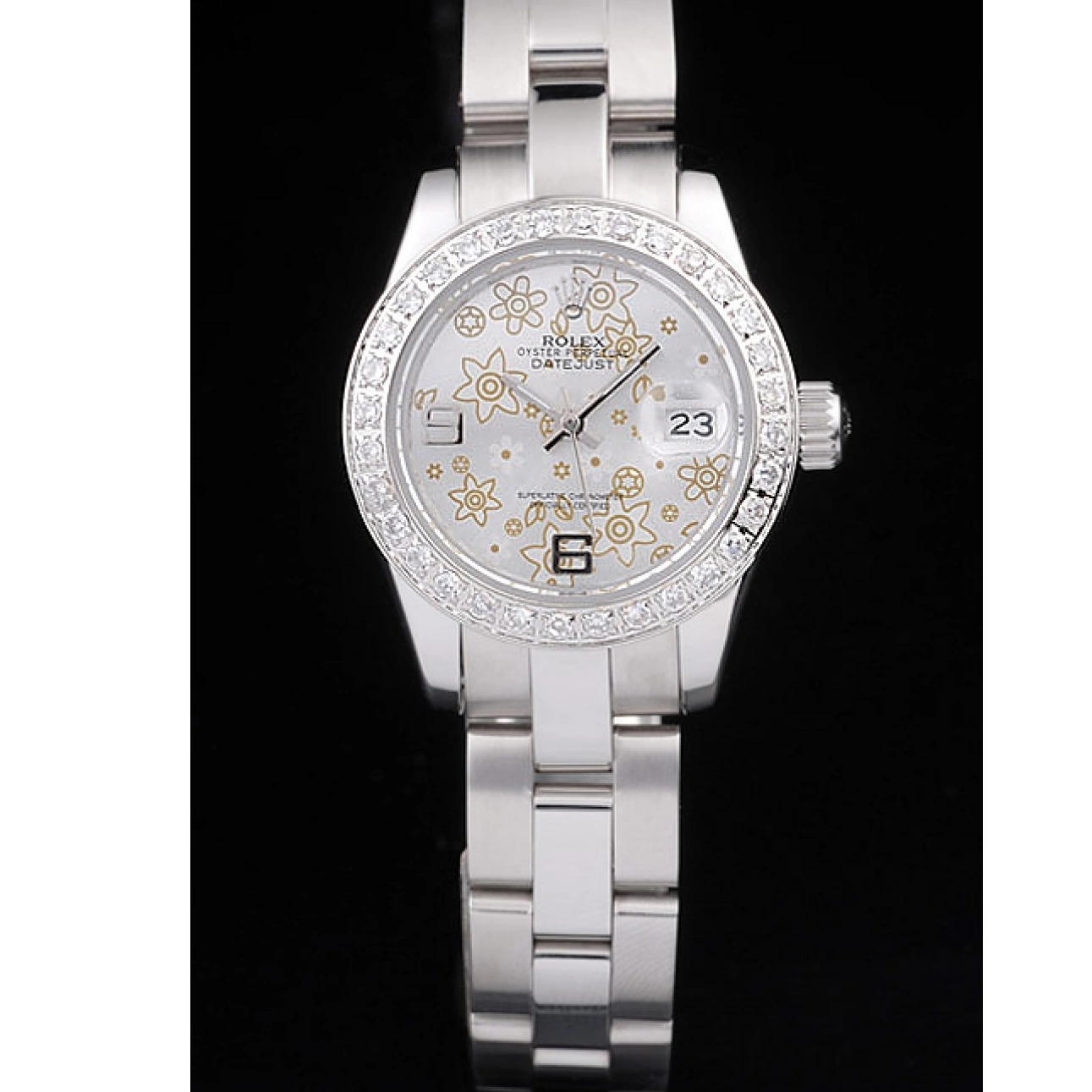 Rolex copies cheap Silver Rolex Datejust 98082 Plated Steel Dial Stainless Polished Diamond Flowers 0718